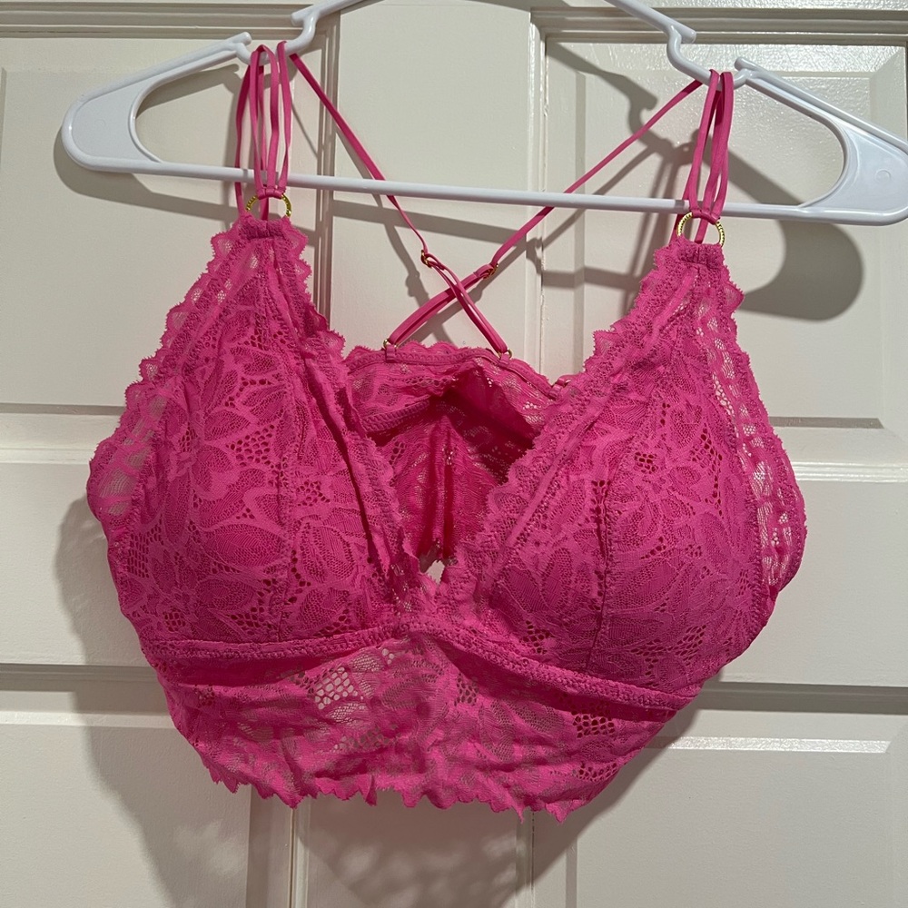 Aerie Hot Pink Lace Bralette